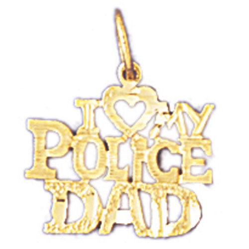 14k Yellow Gold I love my police dad Charm