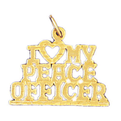 14k Yellow Gold I love my peace officer Charm