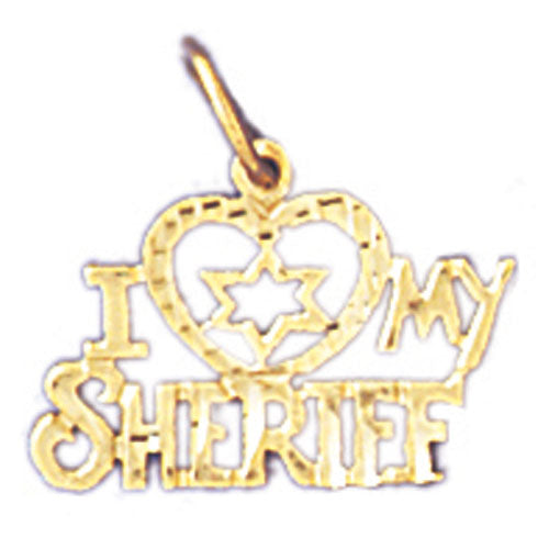 14k Yellow Gold I love my sheriff Charm