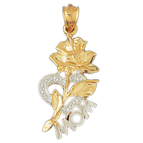 14k Yellow Gold Mom Charm