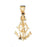 14k Yellow Gold Anchor with Ships Wheel Charm