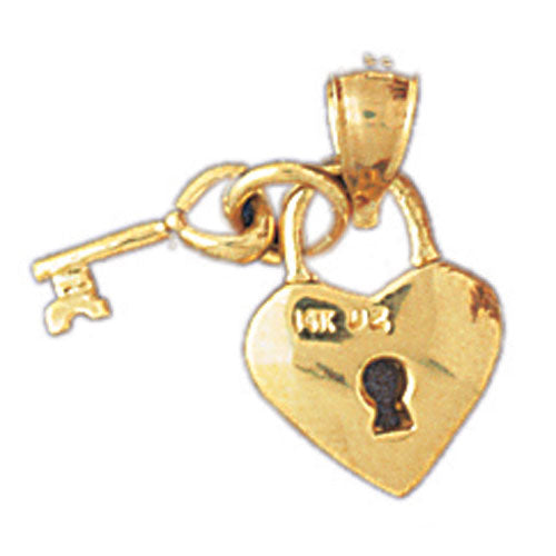 14k Yellow Gold Key and Lock Charm