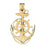 14k Yellow Gold Anchor with Ships Wheel Charm