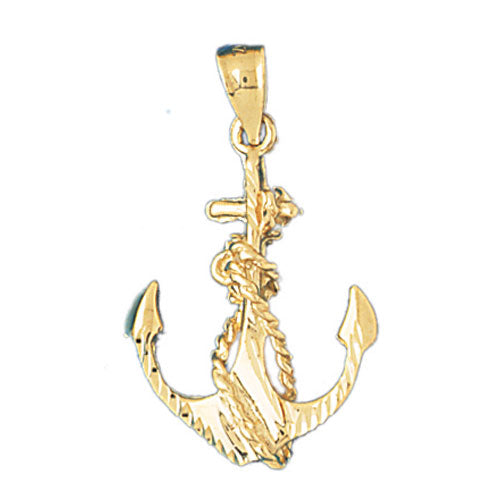 14k Yellow Gold Anchor with Rope Charm