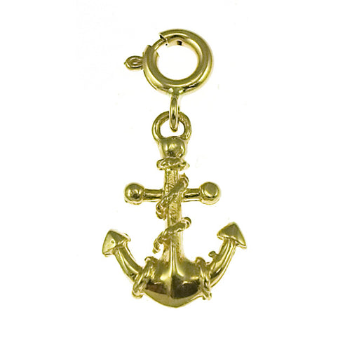 14k Yellow Gold Anchor with Rope  Charm