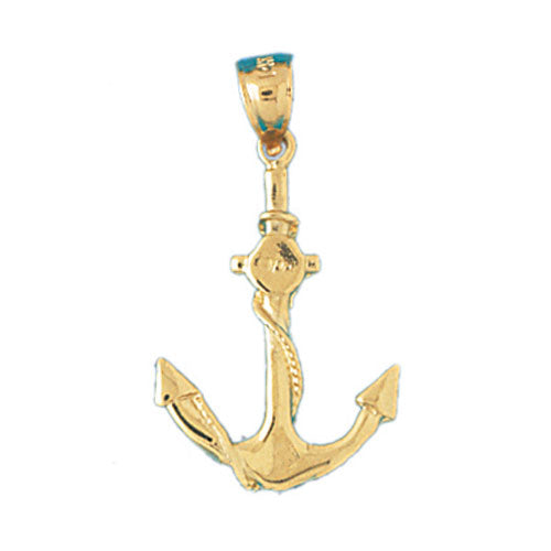 14k Yellow Gold Anchor with Rope  Charm