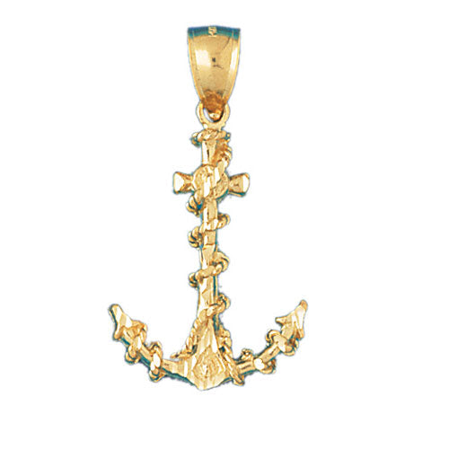 14k Yellow Gold Anchro with Rope 3-D Charm