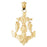 14k Yellow Gold Anchor with Shells Charm