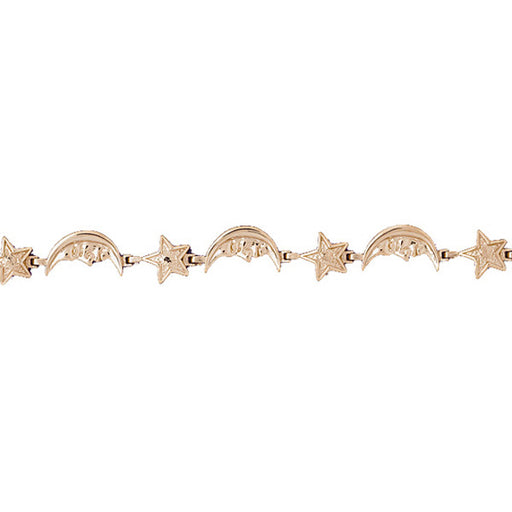 14k Yellow Gold Moon and Star Bracelet