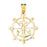 14k Yellow Gold Ships Wheel with Anchor Charm