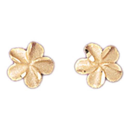 14k Yellow Gold Plumeria Stud Earrings
