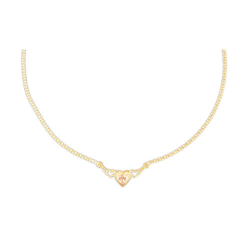 14k Yellow Gold Heart with a Cross Necklace