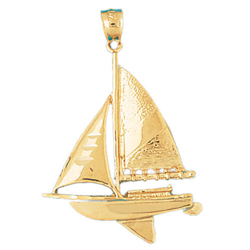 14k Yellow Gold Sailboat Charm