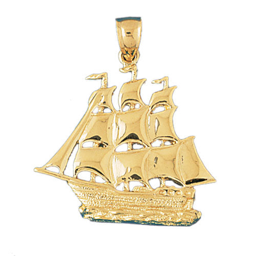 14k Yellow Gold Pirate Ship Charm