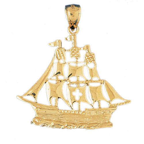 14k Yellow Gold Pirate Ship Charm