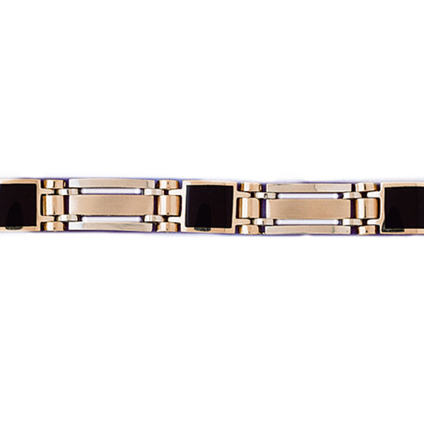 14k Yellow Gold Black Onyx Bracelet with a safety clasp