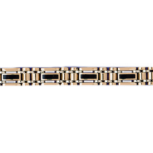 14k Yellow Gold Black Onyx Bracelet with a safety clasp — Dazzlers Inc