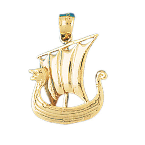 14k Yellow Gold 3-D Pirate Ship Charm