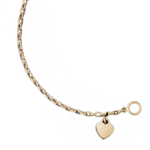 14k Yellow Gold Rollo Bracelet with Heart Charm