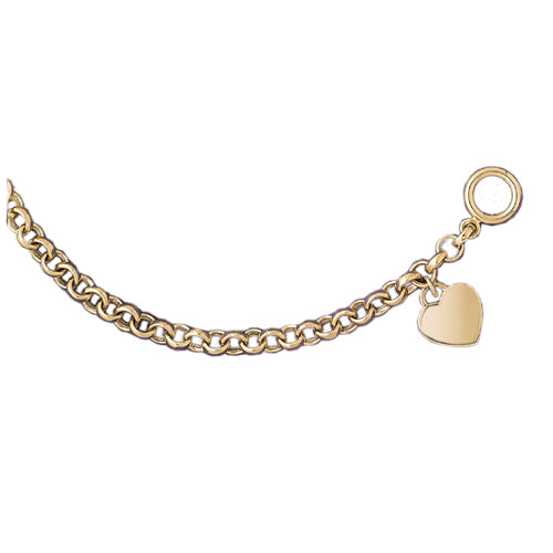 14k Yellow Gold Rollo Bracelet with a heart charm