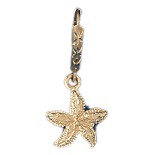 14k Yellow Gold Starfish Leverback Earrings