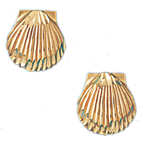 14k Yellow Gold Shell Stud Earrings