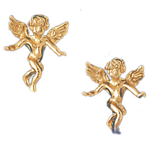 14k Yellow Gold Angel Stud Earrings