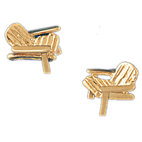 14k Yellow Gold Beach Chair Stud Earrings