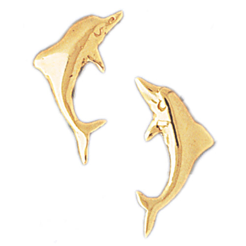 14k Yellow Gold Dolphin Stud Earrings
