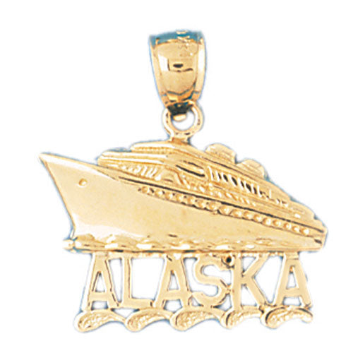 14k Yellow Gold Alaska Cruise Ship Charm