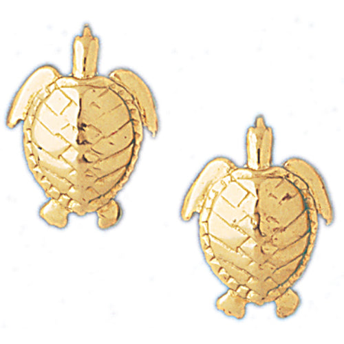 14k Yellow Gold Turtle Stud Earrings