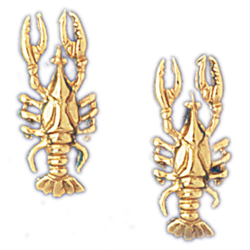 14k Yellow Gold Lobster Stud Earrings
