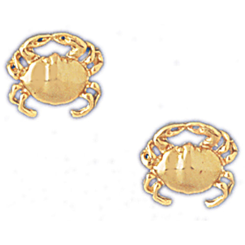 14k Yellow Gold Crab Stud Earrings