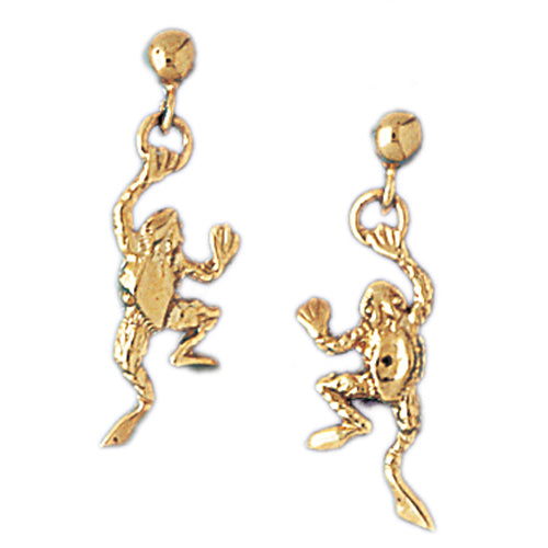 14k Yellow Gold Frog Stud Earrings