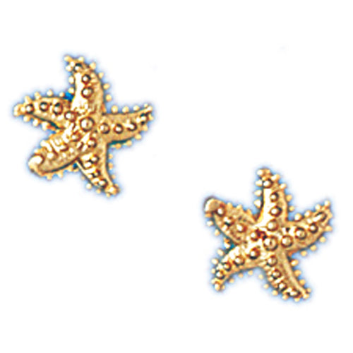 14k Yellow Gold Small Starfish Stud Earrings