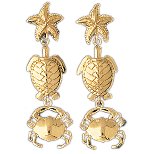 14k Yellow Gold Assorted Nautical Drop Earrings
