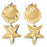 14k Yellow Gold Shell and Starfish Drop Earrings