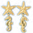 14k Yellow Gold Starfish and Seahorse Drop Earrings