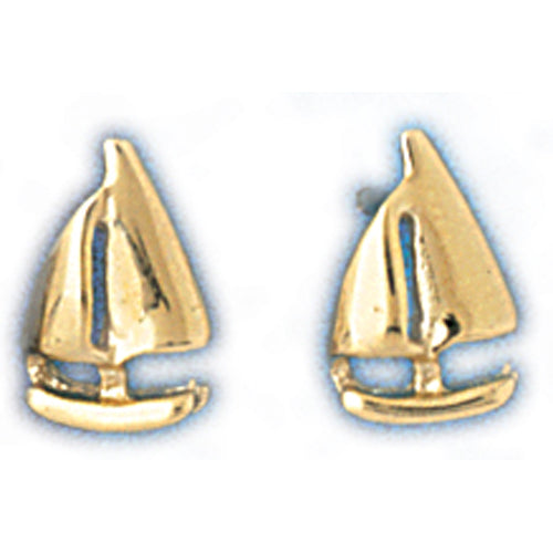 14k Yellow Gold Sailboat Stud Earrings