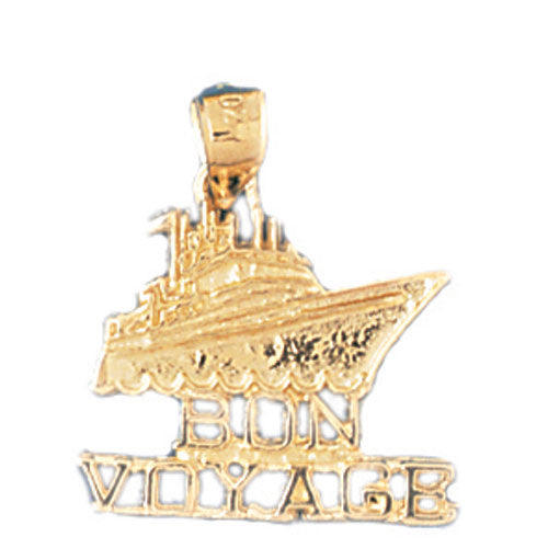 14k Yellow Gold Bon Voyage Cruise Ship Charm