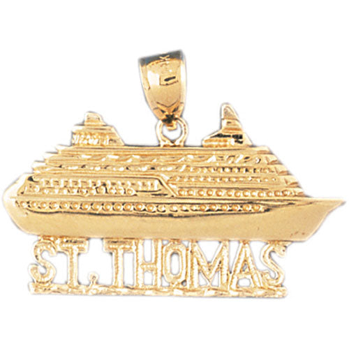 14k Yellow Gold St. Thomas Cruise Ship Charm