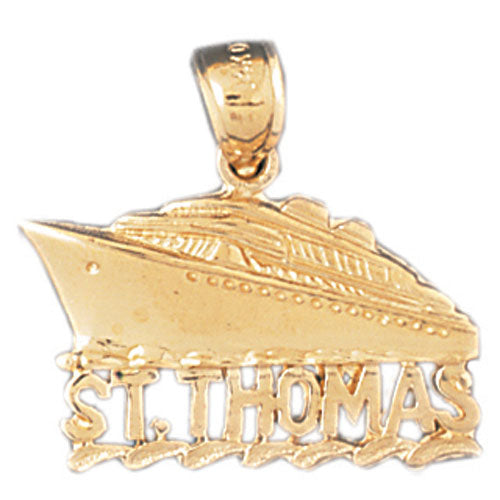 14k Yellow Gold St. Thomas Cruise Ship Charm