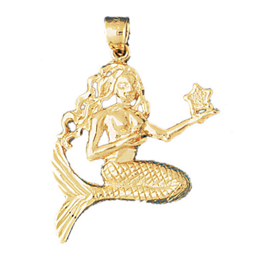 14k Yellow Gold Mermaid Charm