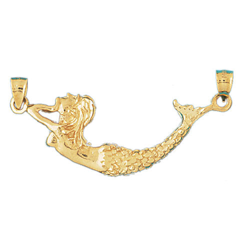 14k Yellow Gold 3-D Mermaid Charm