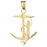 14k Yellow Gold 3-D Mermaid and Anchor Charm