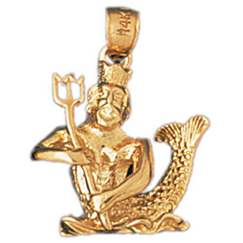 14k Yellow Gold 3-D Poseidon Charm