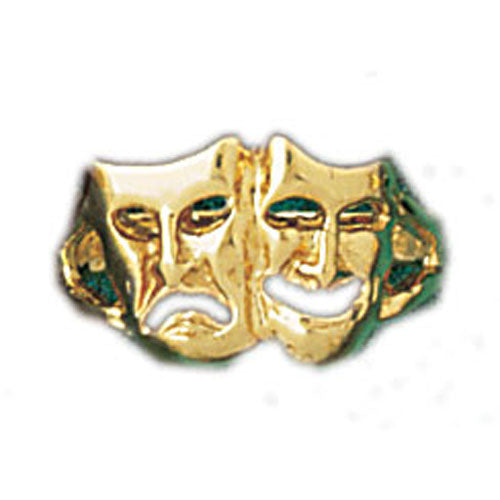 14k Yellow Gold Drama Mask Ring