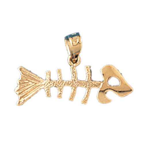 14k Yellow Gold Fish Bones Charm