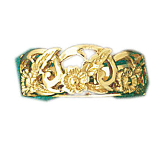 14k Yellow Gold Flower Band