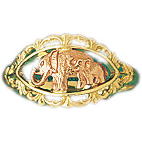 14k Yellow Gold Elephant Ring